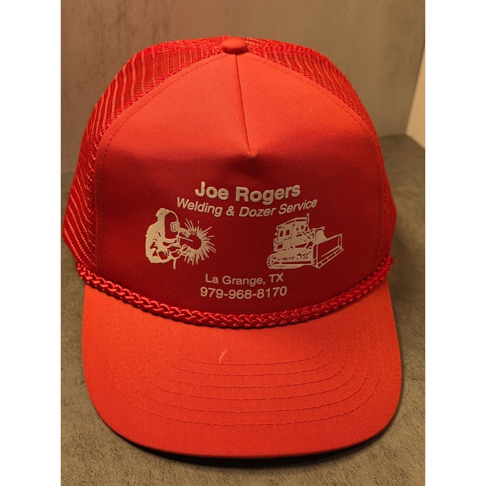 Four Seasons Joe Rogers Welding Dozer Service Red Trucker Hat Snapback Texas
